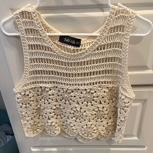 Fab'rik Beige Crochet Crop Top